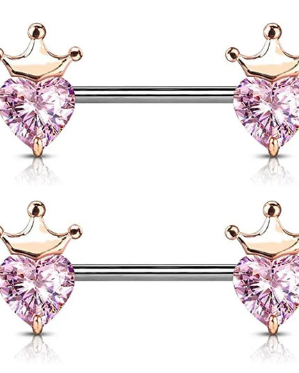 Pink Heart Nipple Piercing Barbell Set Shiny Crystal Nipple Rings Bulk For Women Flower Nippel Jewelry Pack Piercing Teton Lots