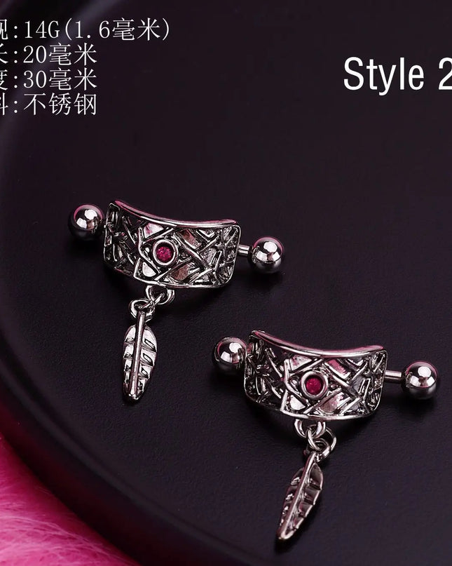 Retro Snake Nipple Piercing Jewelry Shiny Crystal Bunny Rabbit Nipple Rings For Women Girls Heart Nipple Barbells Piercing Pezon