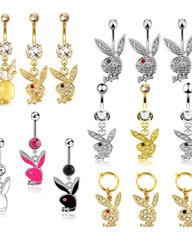Belly Button Rings for Women Bunny Navel rings Gold color Rabbit Belly Rings Gem stone Belly Piercing Jewelry Body Jewelry