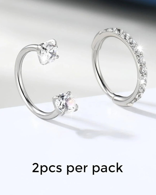 2PCS Nose Rings Hoops, 316L Horseshoe Threadless Nose Rings, Septum Clicker Daith Tragus Helix Rook Eyebrow Lip Piercing Jewelry