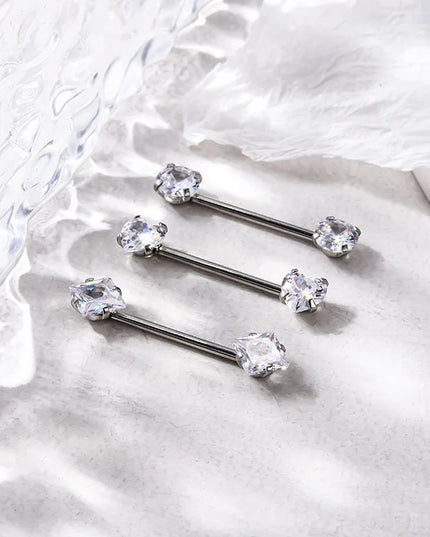 1PC Stainless Steel CZ Nipple Rings for Women Silver Gold Color Barbell Round Heart Square Nipple Piercing Body Piercing Jewelry