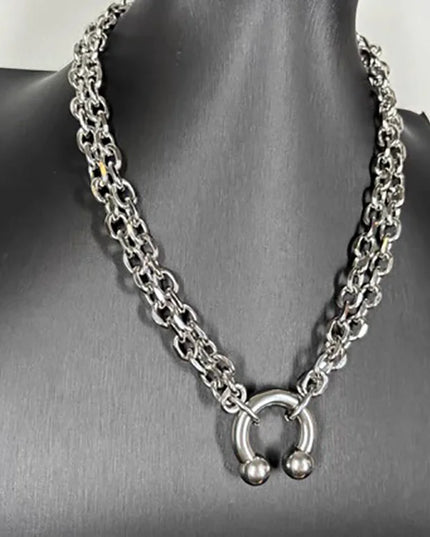 Nose Ring Pendant Necklace Men's And Women's Personality Exaggerated Stainless Steel Fashionable Trendy Punk Jewelry Accessories