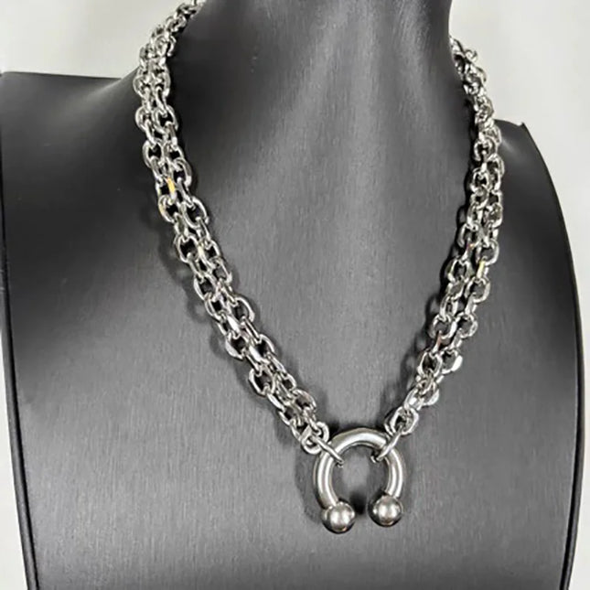 Nose Ring Pendant Necklace Men's And Women's Personality Exaggerated Stainless Steel Fashionable Trendy Punk Jewelry Accessories