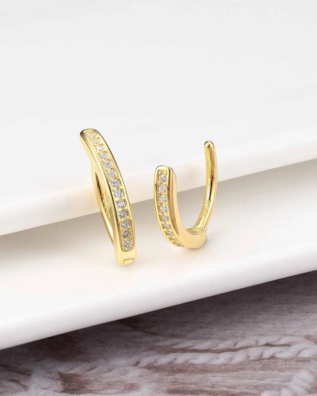 18K Gold Plated Belly Button Rings for Women 925 Sterling Silver Belly Button Ring Curved CZ Clip-on Belly Ring Piercing Jewelry