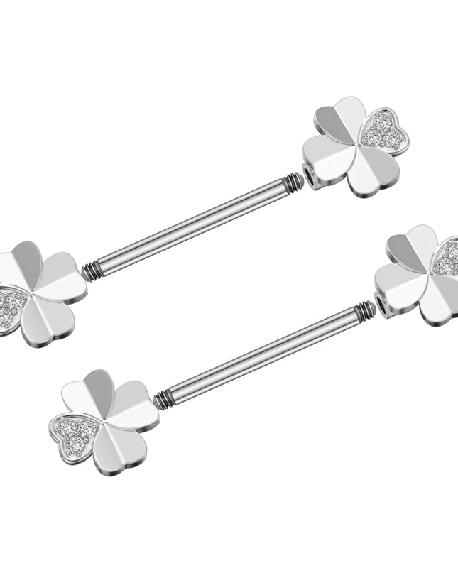2pcs Lettering Sexy Nipple Piercing Jewelry Buttefly Cat Flower Dangled Stainless Steel Nipple Rings for Women Girls 1.6*16mm