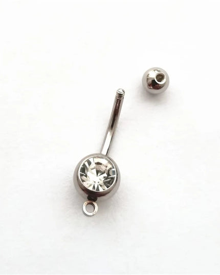 Funny Fish Bone Dangle Belly Button Ring, Skeleton Charm Surgical Stainless Steel 14 Gauge Navel Barbell Ring, Beach Jewelry