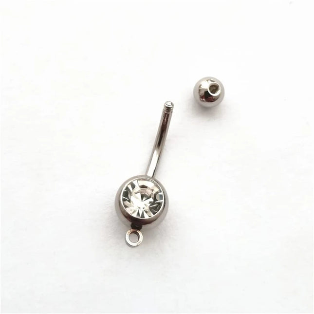 Funny Fish Bone Dangle Belly Button Ring, Skeleton Charm Surgical Stainless Steel 14 Gauge Navel Barbell Ring, Beach Jewelry