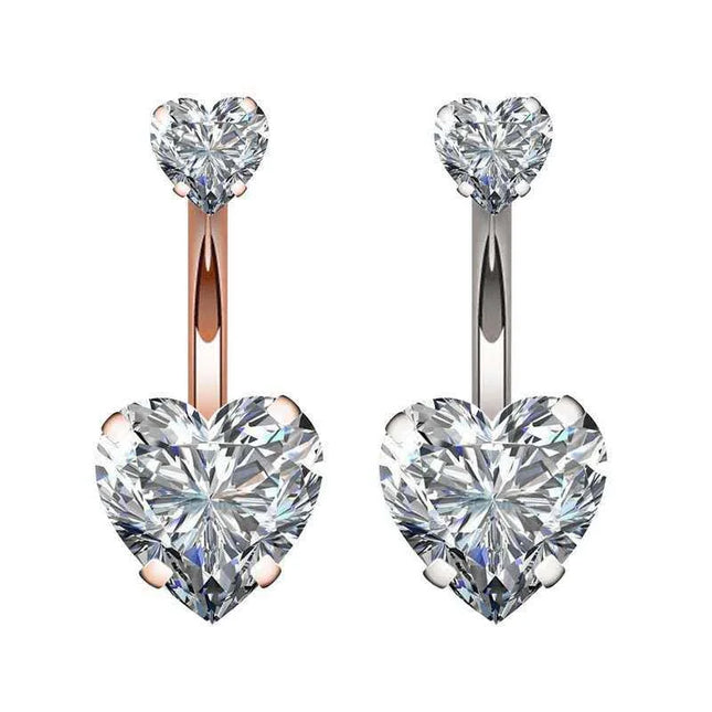 Zircon Crystal Belly Button Piercing Rings for Women Navel Ring Surgical Steel Barbell Heart Butterfly Body Piercing Jewelry