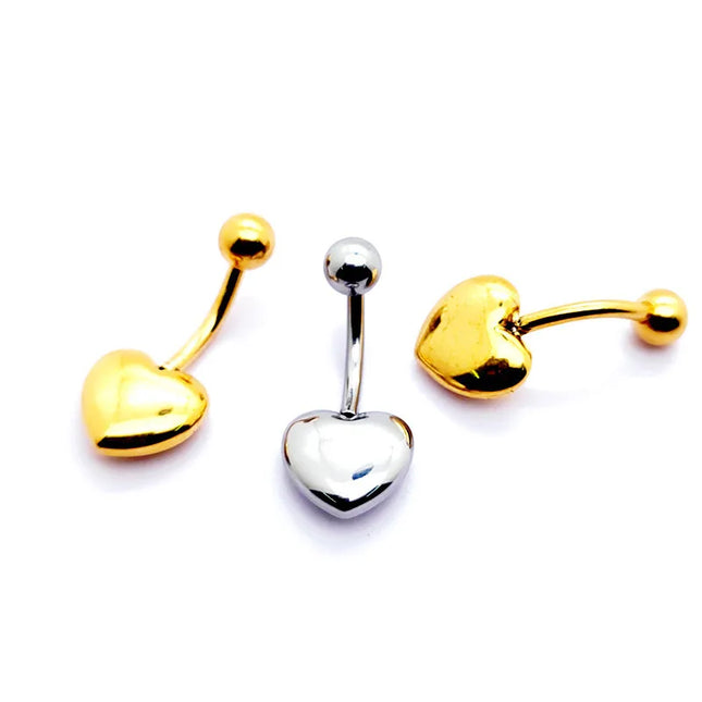 1Pcs Surgical Steel Gold /Silver Color Belly Button Piercing Heart Belly Rings  Navel Ring Cute Belly Bar Body Piercing Jewelry