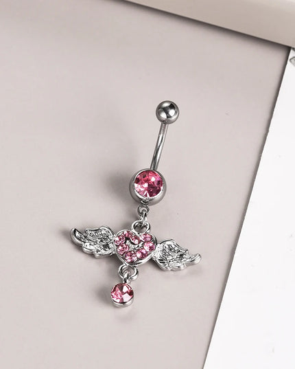 Steel Belly Button Rings Pink Crystal Piercing Navel Heart Style Navel Piercing Earring Belly Piercing Sexy Body Jewelry Ombligo