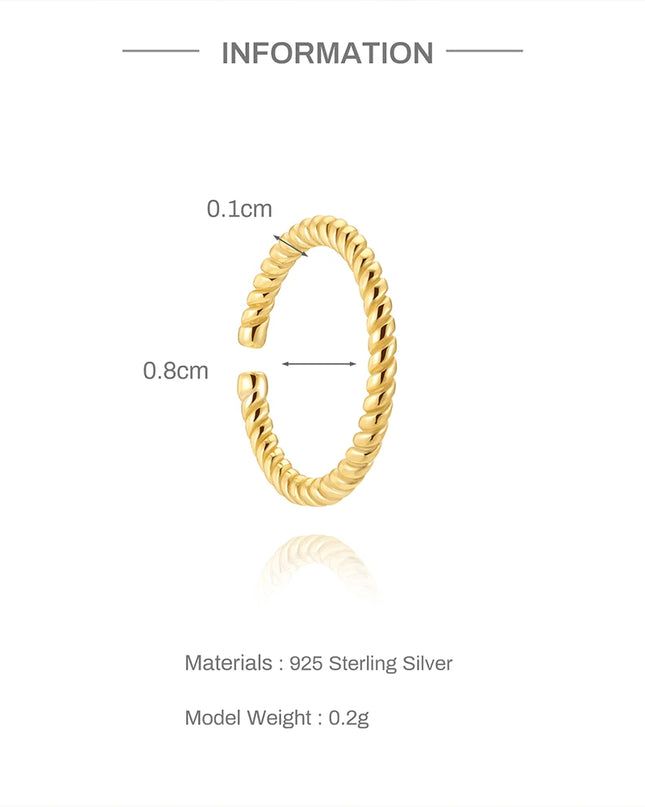 Aide Sterling Silver 925 Pierceing Zircon Nose Ring Simple Round Size Printing Twist Rope Nose Ring Women Jewelry Nose Rings 1pc