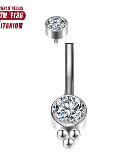 F136 Titanium Belly Button Ring Zircon for Women Industrial Spiral Piercing diaphragm Clicker Helix 14G Charming Body Jewelry