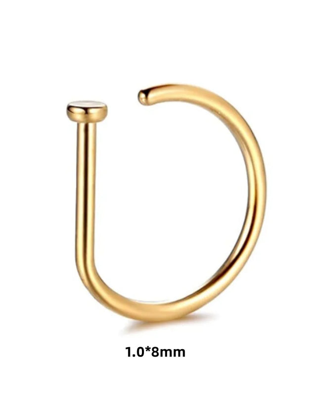 New Curved Barbells Fake Nose Piercing D Shaped Tragus Helix Stud Earring Hoop Septum Stainless Steel Ring Nostril Body Jewelry