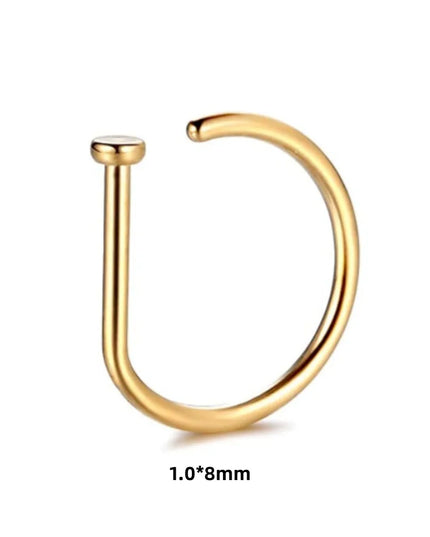 New Curved Barbells Fake Nose Piercing D Shaped Tragus Helix Stud Earring Hoop Septum Stainless Steel Ring Nostril Body Jewelry