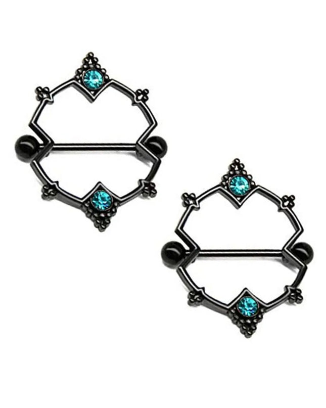 Punk rock sexy black rose nipple ring, body puncture nipple jewelry, women's sexy accessory gift