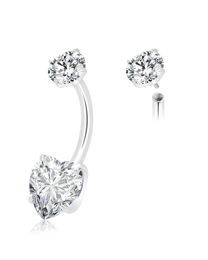 G23 Titanium 14G Belly Button Ring Round Navel CZ Barbell Belly Rings For Women Heart-shaped water droplet Belly Button Rings