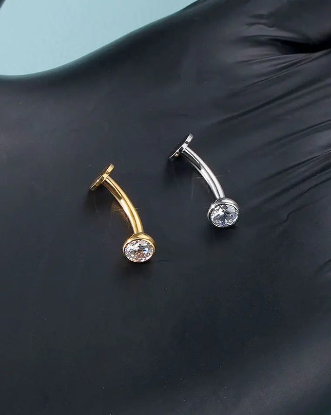 1PC Floating Belly Button Rings Titanium Curved Barbell Navel Piercing 14G 10/12mm Belly Bar Navel Earrings Sexy Jewelry Women