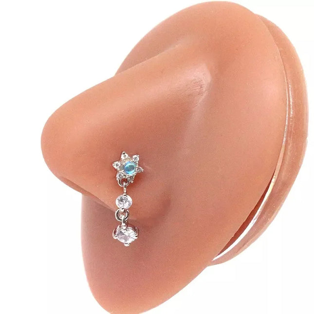 1Pcs Nose Ring for Women Dangle Nose Piercing Stainless Steel Nose Bend Ring Butterfly Dangling Noses Ring Body Piercing Jewelry