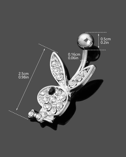 1PC Stainless Steel Belly Buttorn Piercing Cartoon Rabbit Belly Button Ring Navel Nail Body Piercing Jewelry for Woman