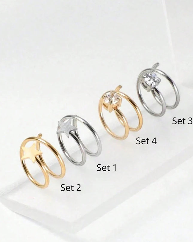 Nose Studs S-Shaped CZ Nose Rings 20G Stainless Steel Nose Band Rings  Earrings Nostril Screw Nose Studs Star Zirconia Nostril