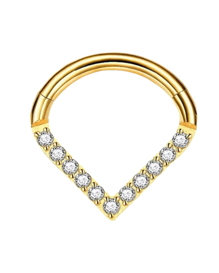 Surgical Steel Septum Nose Clicker Hinged Teardrop Shape Rhinestone Nose Ring Black Segment Ring Body Piercing Jewelry
