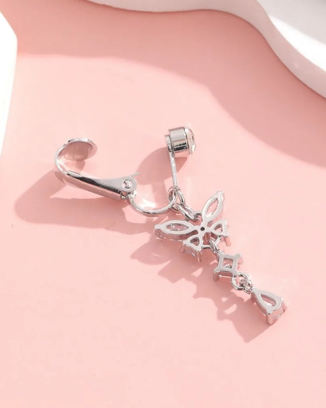 Butterfly Design Clip on Belly Button Zircon Non Piercing Fake Belly Ring Copper/alloy Material Belly Button Rings Body Jewelry