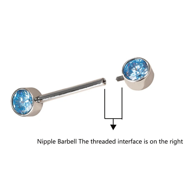 ASTM F136 Titanium PIERC Barbell Ring Nipple Ring Barbell CZ 14G12mm Ear Bar Piercing Bar Barbells Nipple Piercing Jewelry