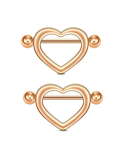 1Pair Heart Shaped Nipple Rings Piercing Jewelry for Women Sexy Clips Stianless Steel Nipple Ring Clamps Pierced Body Jewelry