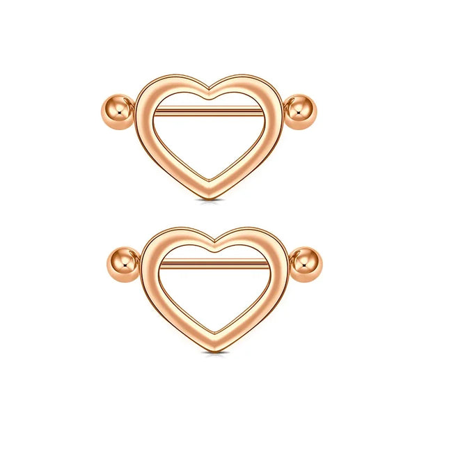 1Pair Heart Shaped Nipple Rings Piercing Jewelry for Women Sexy Clips Stianless Steel Nipple Ring Clamps Pierced Body Jewelry