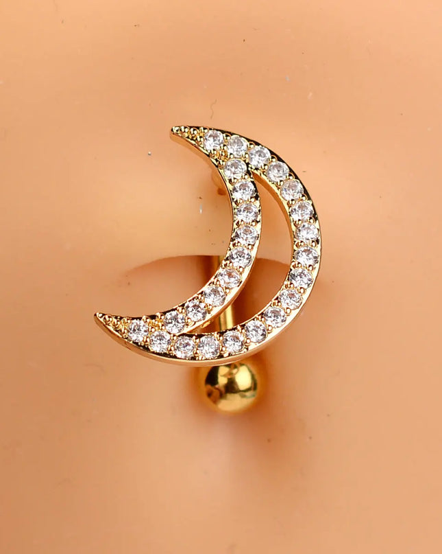 1Piece 14G Stainless Steel Belly Button Rings Crystal Zircon Moon Navel Rings Earring Belly Piercing Sexy Body Jewelry Ombligo