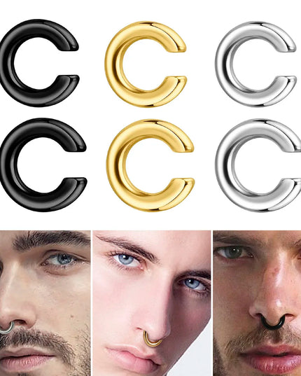 1pc Exaggerated c-Shaped Non-Piercing Nose Ring Fake Piercing Non-Piercing Ear Bone Clips For Men Ear Cuff Earrings