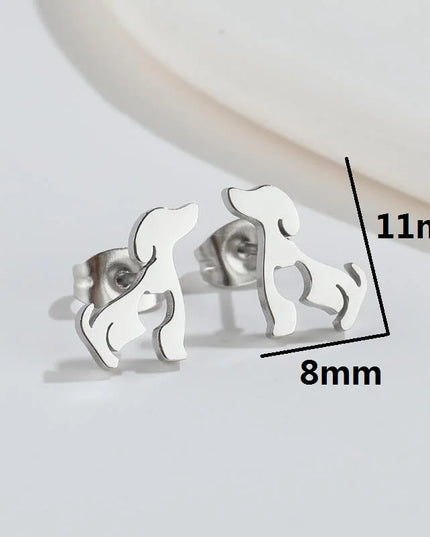 Pet Dog Ear Piercing For Women Cute Love Dachshunds Stainless Steel Corgi Dog Animal Stud Earring Free Shipping Brincos