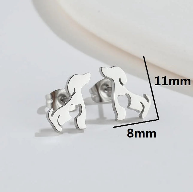 Pet Dog Ear Piercing For Women Cute Love Dachshunds Stainless Steel Corgi Dog Animal Stud Earring Free Shipping Brincos