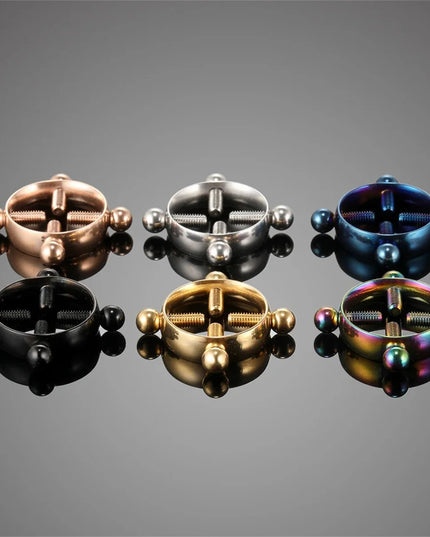 1Pair Fashion Stainless Steel Adjustable Nipple Ring For Women, Various Colors Clip On Nipple Rings Fake Nipple Piercing Jewelry