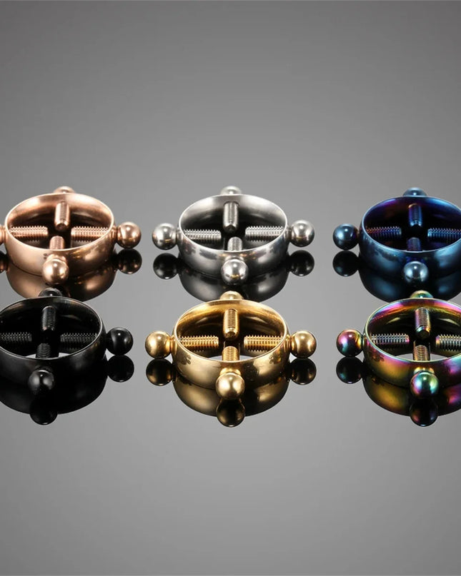 1Pair Fashion Stainless Steel Adjustable Nipple Ring For Women, Various Colors Clip On Nipple Rings Fake Nipple Piercing Jewelry