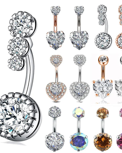 2023 Zircon Belly Button Rings for Women Girls Sexy Piercing Navel Ring Bar Drop Dangle Belly Navel Rings Ashion Body Jewelry