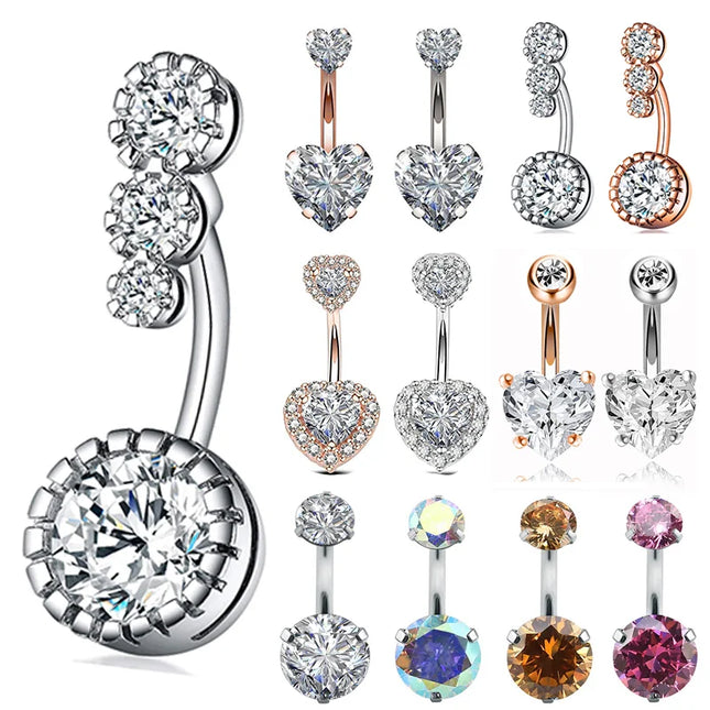 2023 Zircon Belly Button Rings for Women Girls Sexy Piercing Navel Ring Bar Drop Dangle Belly Navel Rings Ashion Body Jewelry