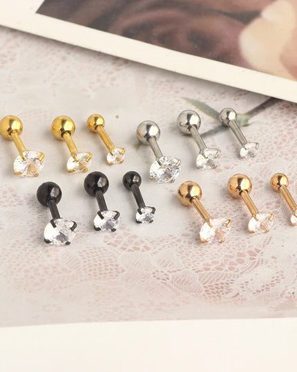 Stainless Steel Hoop Piercing Earring For Women Zircon CZ Cartilage Piercing Helix Daith Conch Tragus Rook Lobe Ear Ring Jewelry