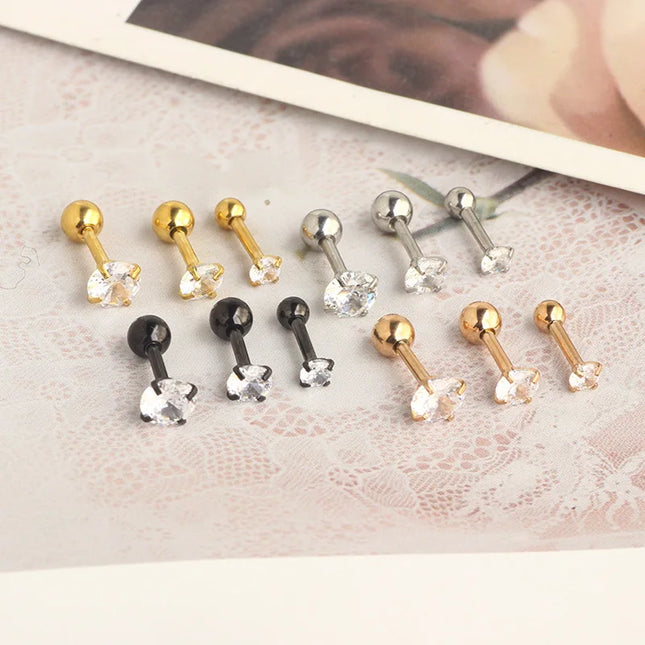 Stainless Steel Hoop Piercing Earring For Women Zircon CZ Cartilage Piercing Helix Daith Conch Tragus Rook Lobe Ear Ring Jewelry