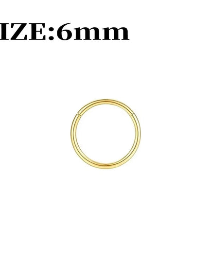 Gold Nose Rings for Women and Men, Clicker Septum Rings, Hoop Earrings, Suitable for Helix and Cartilage, Body Piercing Earrings