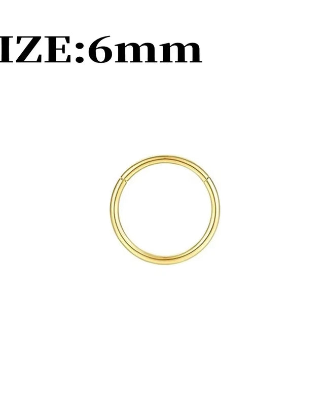 Gold Nose Rings for Women and Men, Clicker Septum Rings, Hoop Earrings, Suitable for Helix and Cartilage, Body Piercing Earrings