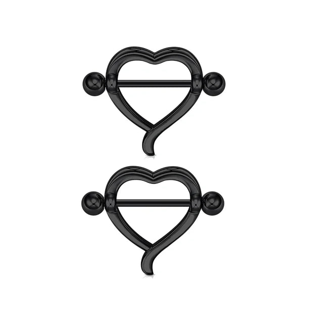 1Pair Heart Shaped Nipple Rings Piercing Jewelry for Women Sexy Clips Stianless Steel Nipple Ring Clamps Pierced Body Jewelry