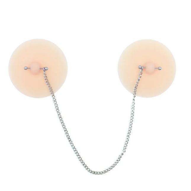Women Nipple Cover with Faux Piercing Lingerie Breast Pasties Adhesive Chest Pad