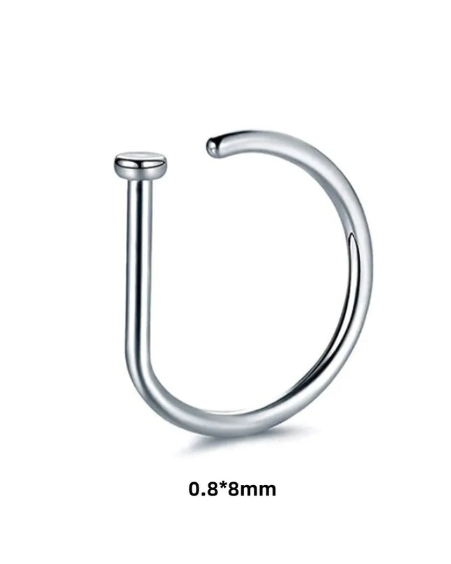 New Curved Barbells Fake Nose Piercing D Shaped Tragus Helix Stud Earring Hoop Septum Stainless Steel Ring Nostril Body Jewelry