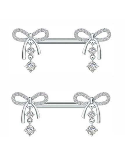 1Pair Pink Butterfly Nipple Piercing Jewelry Shiny Crystal Nipple Rings For Women Girls Heart Nipple Barbells Piercing Pezon