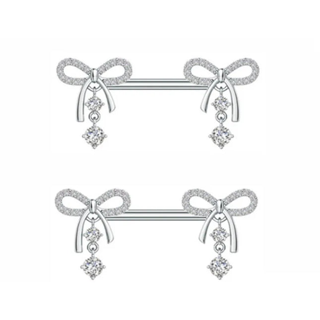 1Pair Pink Butterfly Nipple Piercing Jewelry Shiny Crystal Nipple Rings For Women Girls Heart Nipple Barbells Piercing Pezon