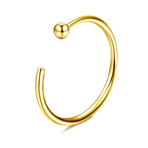 Florideco 14K Gold Plated Nose Rings for Women Men 20G Stainless Steel Nose Rings Hoops L Shaped Studs Nostril Piercings Jewelry