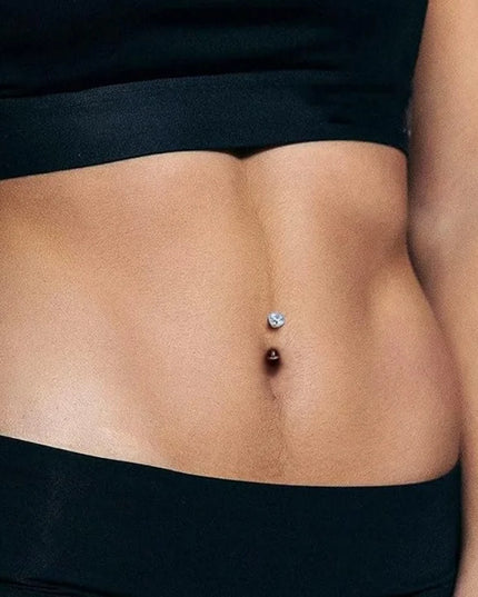 14G G23 Titanium Curved Belly Button Ring with White Zirconia Flat Implantable Navel Jewelry Elegant Pin-Type Piercing Accessory