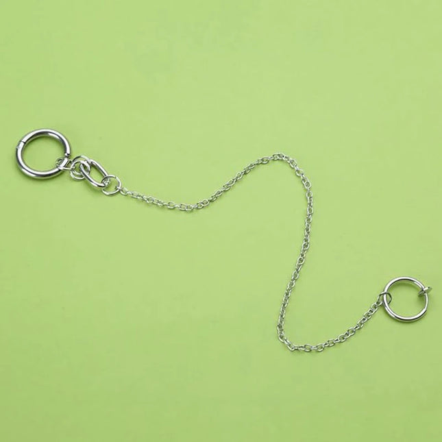Cool Style Fake Piercing Lip Clip Earring Punk Chain Linked Earrings Hinged Lip Ring For Women Men Fashion Jewelry Accessories