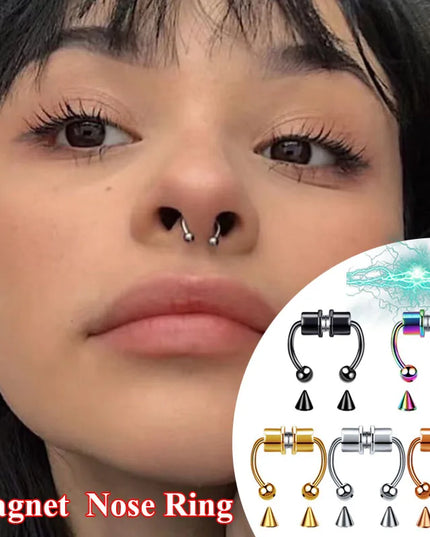 Stainless Steel Magnet Nose Ring Fake Piercing Horseshoe Rings Nose Clip Non-pierced Nose Hoop Fashion Women Men Body Jewelry